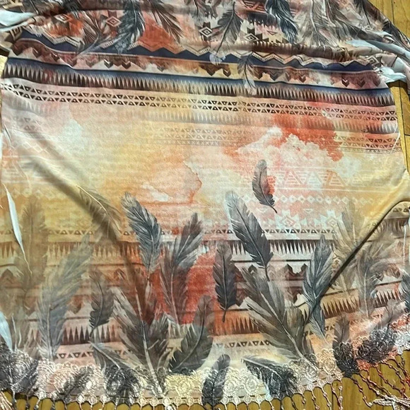 Impulse California  made in usa fringe southwestern aztec mesh y2k top - Picture 3 of 5